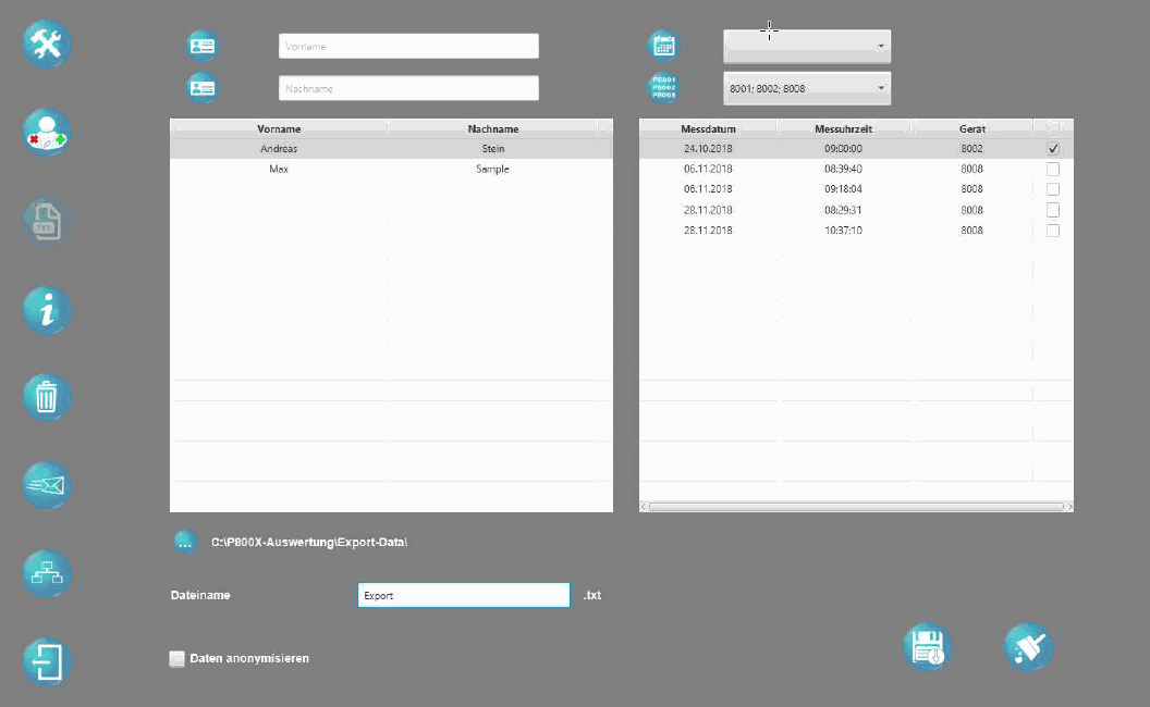 tcpO2-Auswertungssoftware: Die Bibliothek